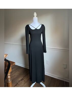 1990s Black Backless Dress